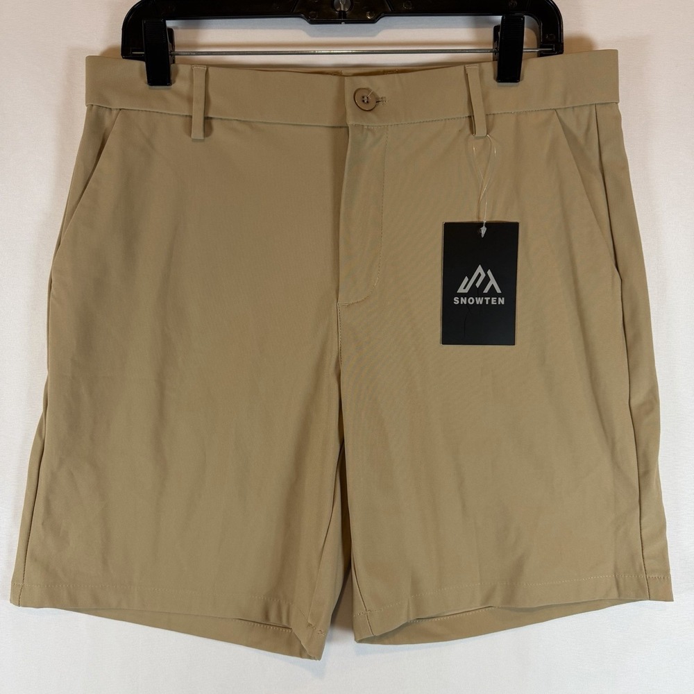 Snowten Mens Khaki Performance Golf Shorts Tan 7 Inch Inseam Size W32 NWT